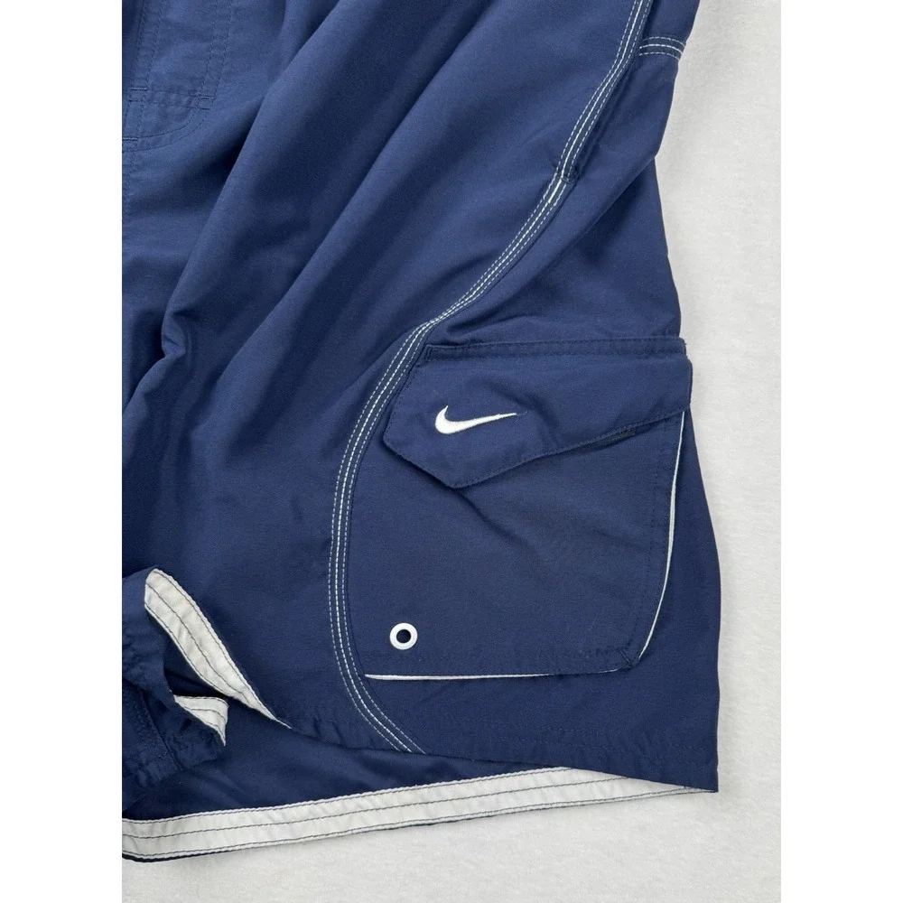 Nike‎ Swim Trunks Blue XL Mesh Lined Cargo Pocket Mens Shorts